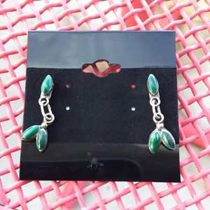 Silver & malachite earrings